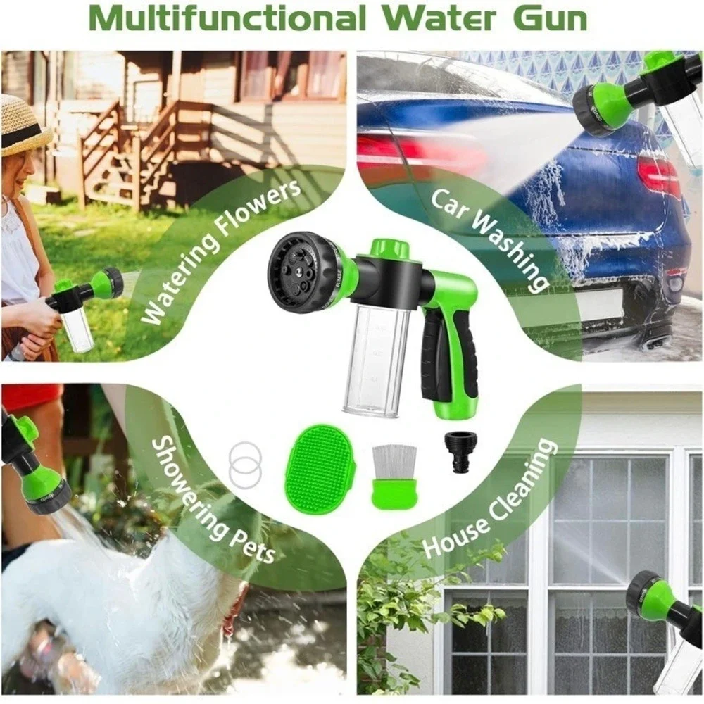 8 in 1 Multifunctional Foam Soap Sprayer Garden Hose Nozzle Car Pet Wash Open Bx